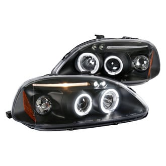 Spec-D® - Driver and Passenger Side Black Dual Halo Projector Headlights with Parking LEDs