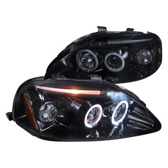 Spec-D® - Driver and Passenger Side Gloss Black/Smoke Dual Halo Projector Headlights with Parking LEDs