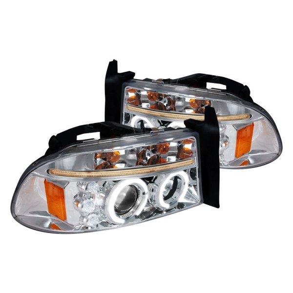 Spec-D® - Chrome Dual Halo Projector Headlights with Parking LEDs, Dodge Dakota