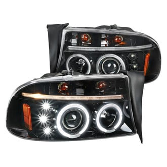 Spec-D® - Driver and Passenger Side Gloss Black Halo Projector Headlights with Parking LEDs