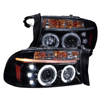 Spec-D® - Driver and Passenger Side Gloss Black/Smoke Dual Halo Projector Headlights with Parking LEDs