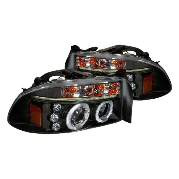 Spec-D® - Black Dual Halo Projector Headlights with Parking LEDs, Dodge Dakota