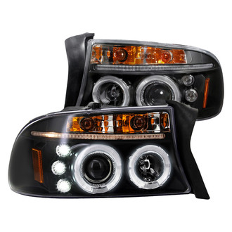 Spec-D® - Driver and Passenger Side Black Dual Halo Projector Headlights with Parking LEDs