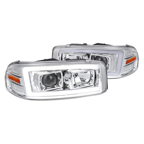 Spec-D® - Chrome LED DRL Bar Projector Headlights, GMC Yukon Denali