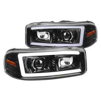 Spec-D® - Driver and Passenger Side Gloss Black LED DRL Bar Projector Headlights