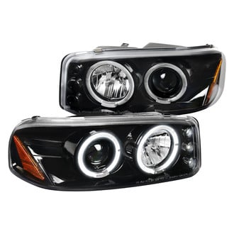 Spec-D® - Driver and Passenger Side Gloss Black Halo Projector Headlights with Parking LEDs