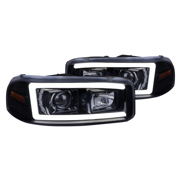Spec-D® - Gloss Black/Smoke LED DRL Bar Projector Headlights, GMC Yukon Denali