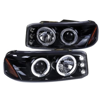 Spec-D® - Driver and Passenger Side Gloss Black/Smoke Dual Halo Projector Headlights with Parking LEDs