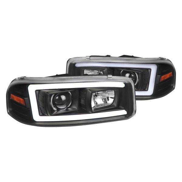 Spec-D® - Matte Black LED DRL Bar Projector Headlights, GMC Yukon Denali