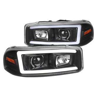 Spec-D® - Driver and Passenger Side Matte Black LED DRL Bar Projector Headlights