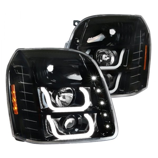 Spec-D® - Black LED DRL Bar Projector Headlights, GMC Yukon