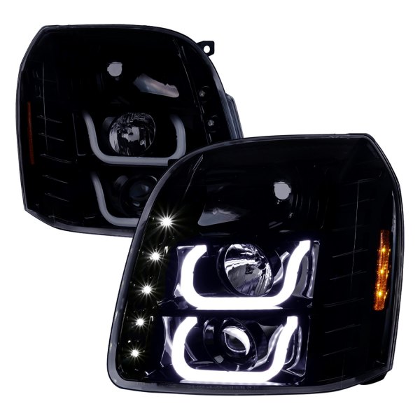 Spec-D® - Gloss Black/Smoke LED DRL Bar Projector Headlights
