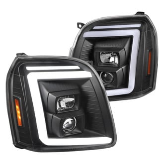 Spec-D® - Driver and Passenger Side Matte Black Sequential LED DRL Bar Projector Headlights