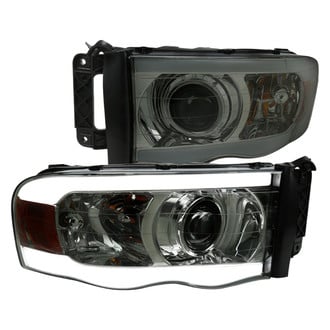 Spec-D® - Driver and Passenger Side Chrome/Smoke LED Light Tube Projector Headlights
