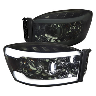 Spec-D® - Driver and Passenger Side Chrome/Smoke LED DRL Bar Projector Headlights