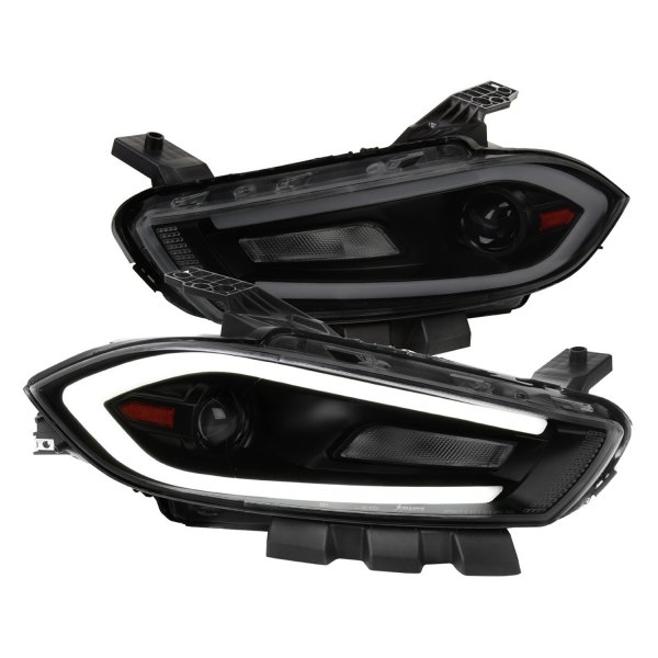 Spec-D® - Driver and Passenger Side Matte Black/Smoke Sequential LED Light Tube Projector Headlights