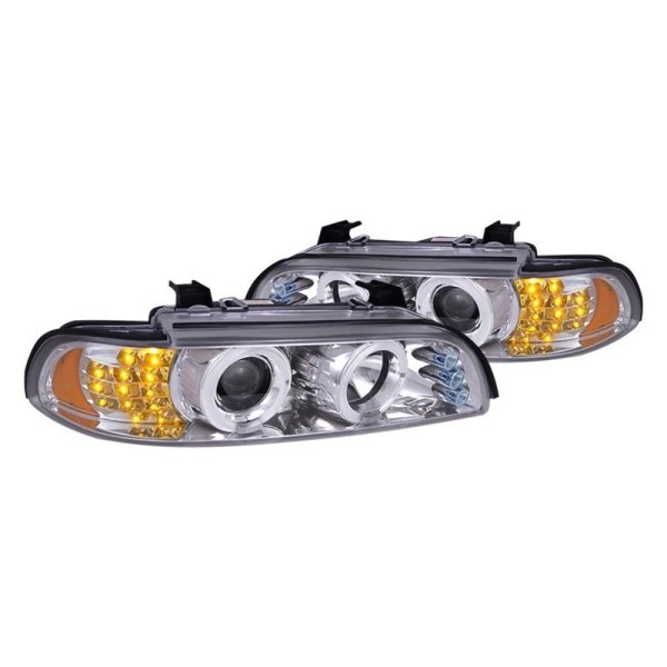 Spec-D® - Chrome Dual Halo Projector Headlights with LED Turn Signal, BMW 5-Series