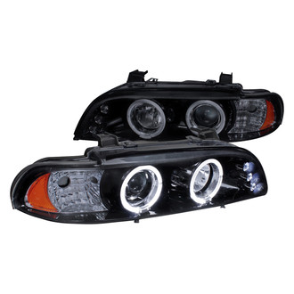 Spec-D® - Driver and Passenger Side Gloss Black/Smoke Dual Halo Projector Headlights with Parking LEDs