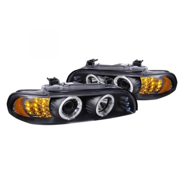 Spec-D® - Black Dual Halo Projector Headlights with LED Turn Signal, BMW 5-Series