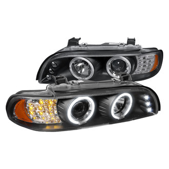 Spec-D® - Driver and Passenger Side Black Dual Halo Projector Headlights with LED Turn Signal