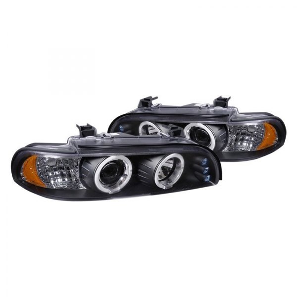 Spec-D® - Black Dual Halo Projector Headlights with Parking LEDs, BMW 5-Series