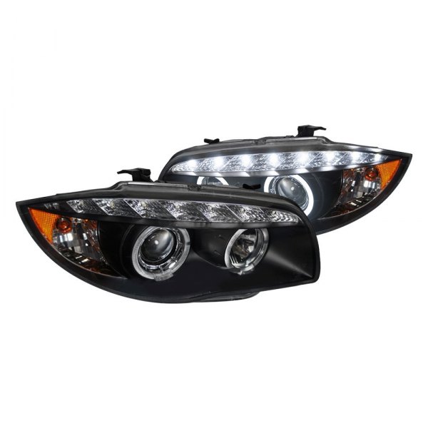 Spec-D® - Black Dual Halo Projector Headlights with LED DRL, BMW 1-Series