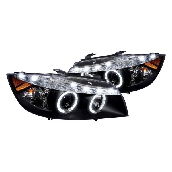 Spec-D® - Black Halo Projector Headlights with R8 Style LEDs, BMW 3-Series