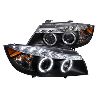 Spec-D® - Driver and Passenger Side Black Halo Projector Headlights with R8 Style LEDs