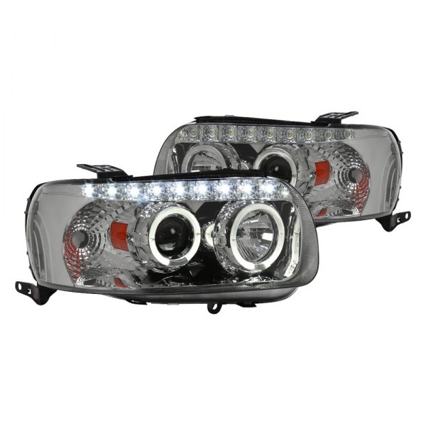 Spec-D® - Chrome/Smoke Dual Halo Projector Headlights with LED DRL, Ford Escape