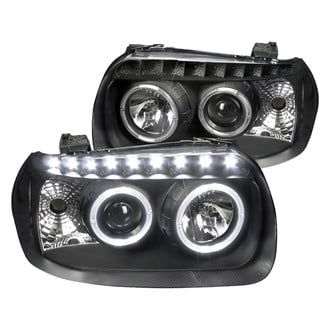 Spec-D® - Driver and Passenger Side Black Dual Halo Projector Headlights with LED DRL