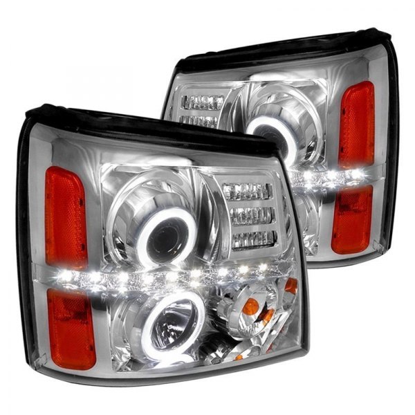 Spec-D® - Chrome Dual Halo Projector Headlights with LED DRL, Cadillac Escalade