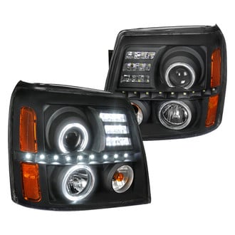 Spec-D® - Driver and Passenger Side Black Dual Halo Projector Headlights with LED DRL