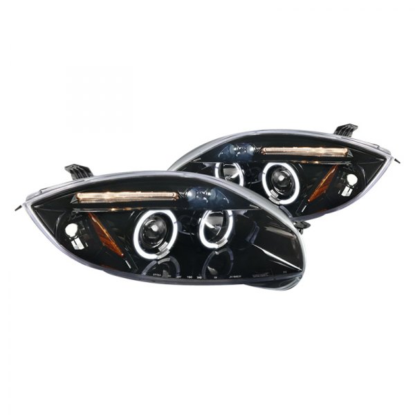 Spec-D® - Gloss Black Dual Halo Projector Headlights with Parking LEDs, Mitsubishi Eclipse