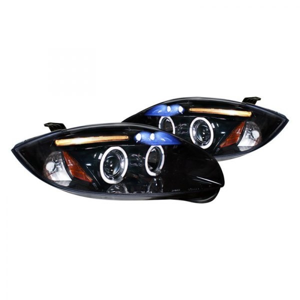 Spec-D® - Gloss Black/Smoke Dual Halo Projector Headlights with Parking LEDs, Mitsubishi Eclipse