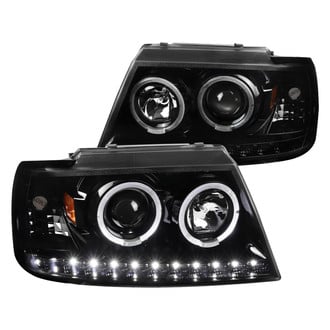 Spec-D® - Driver and Passenger Side Gloss Black Dual Halo Projector Headlights with Parking LEDs