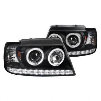 For Ford Explorer 02-05 Pearl Black LED Dual Halo Projector Headlights Lamps 2PC