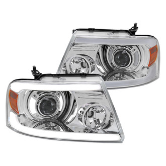 Spec-D® - Driver and Passenger Side Chrome LED DRL Bar Projector Headlights