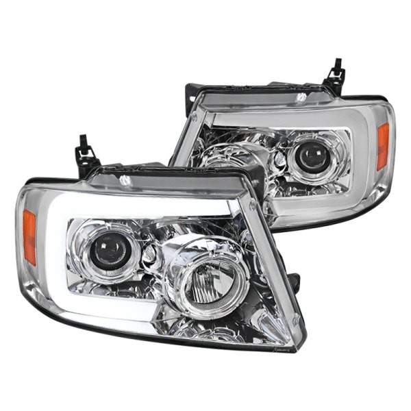 Spec-D® - Chrome Sequential LED DRL Bar Projector Headlights, Ford F-150