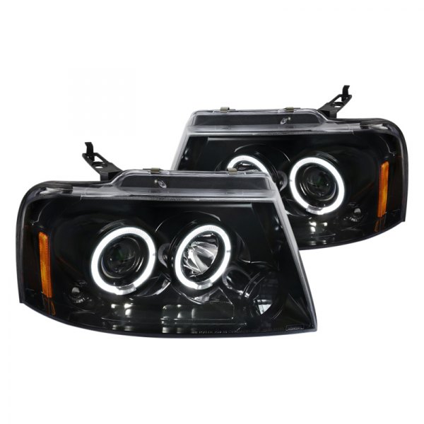 Spec-D® - Gloss Black Dual Halo Projector Headlights with Parking LEDs, Ford F-150