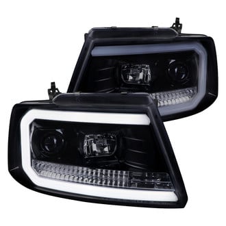 Spec-D® - Driver and Passenger Side Gloss Black/Smoke LED DRL Bar Projector Headlights