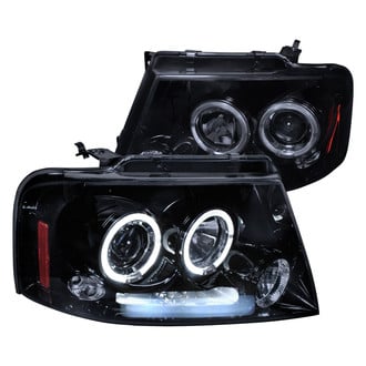 Spec-D® - Driver and Passenger Side Gloss Black/Smoke Dual Halo Projector Headlights with Parking LEDs