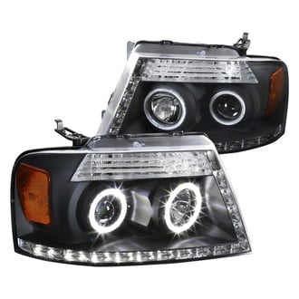 Spec-D® - Driver and Passenger Side Black Dual Halo Projector Headlights with R8 Style LEDs