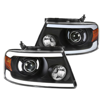Spec-D® - Driver and Passenger Side Matte Black LED DRL Bar Projector Headlights
