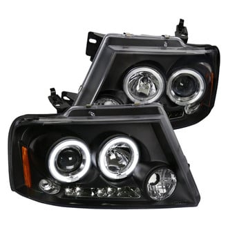 Spec-D® - Driver and Passenger Side Black Dual Halo Projector Headlights with Parking LEDs