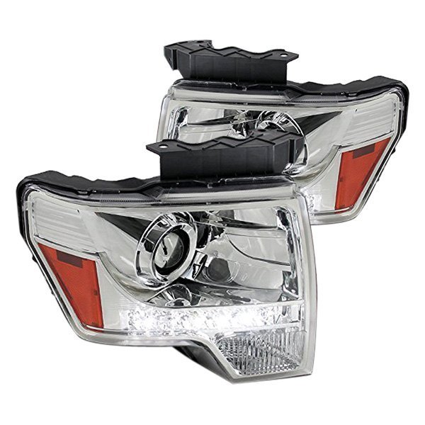 Spec-D® - Chrome Halo Projector Headlights with LED DRL, Ford F-150
