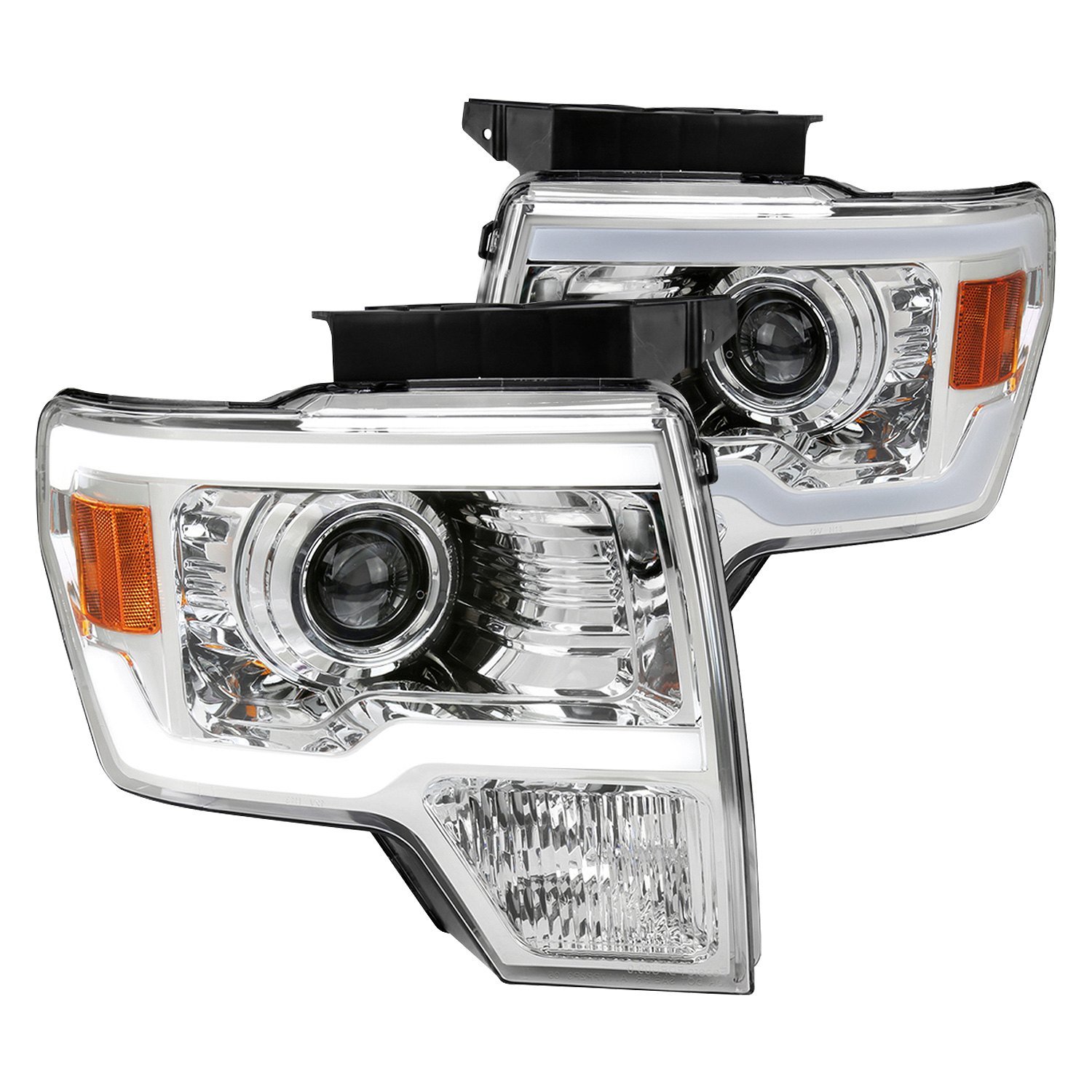 Spec D® Ford F 150 With Factory Halogen Headlights 2009 Chrome Led Drl Bar Projector Headlights 3550