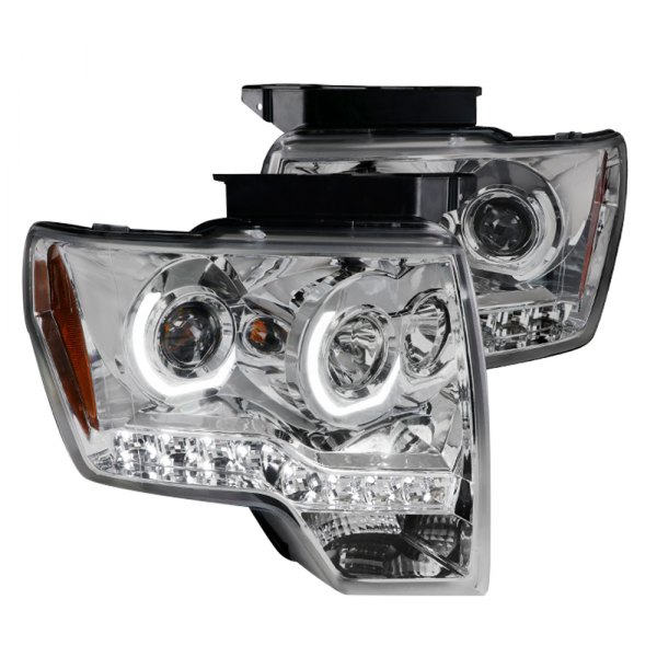 Spec-D® - Chrome Dual Halo Projector Headlights, Ford F-150