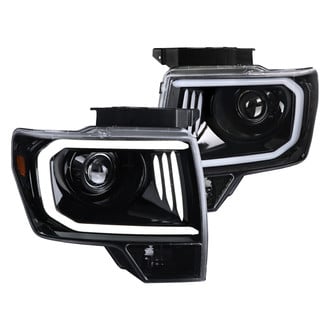 Spec-D® - Driver and Passenger Side Gloss Black LED DRL Bar Projector Headlights