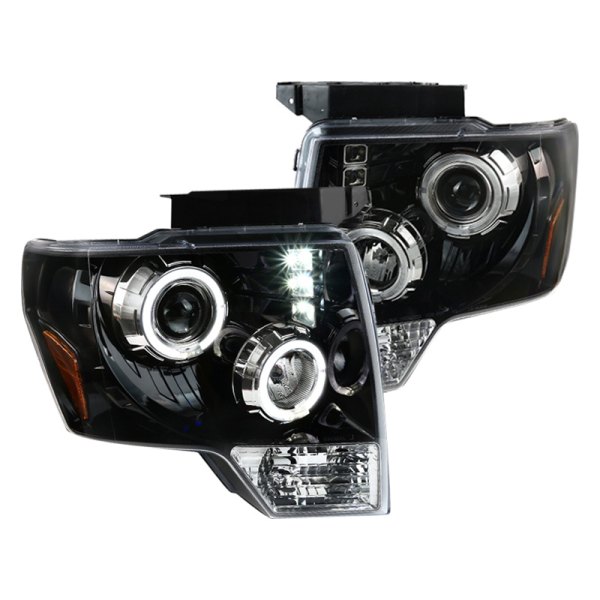 Spec-D® - Black Dual Halo Projector Headlights with Parking LEDs, Ford F-150
