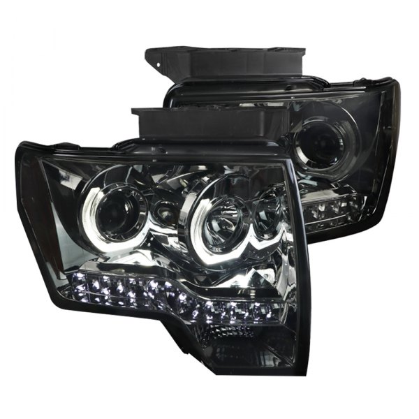 Spec-D® - Chrome/Smoke Dual Halo Projector Headlights, Ford F-150